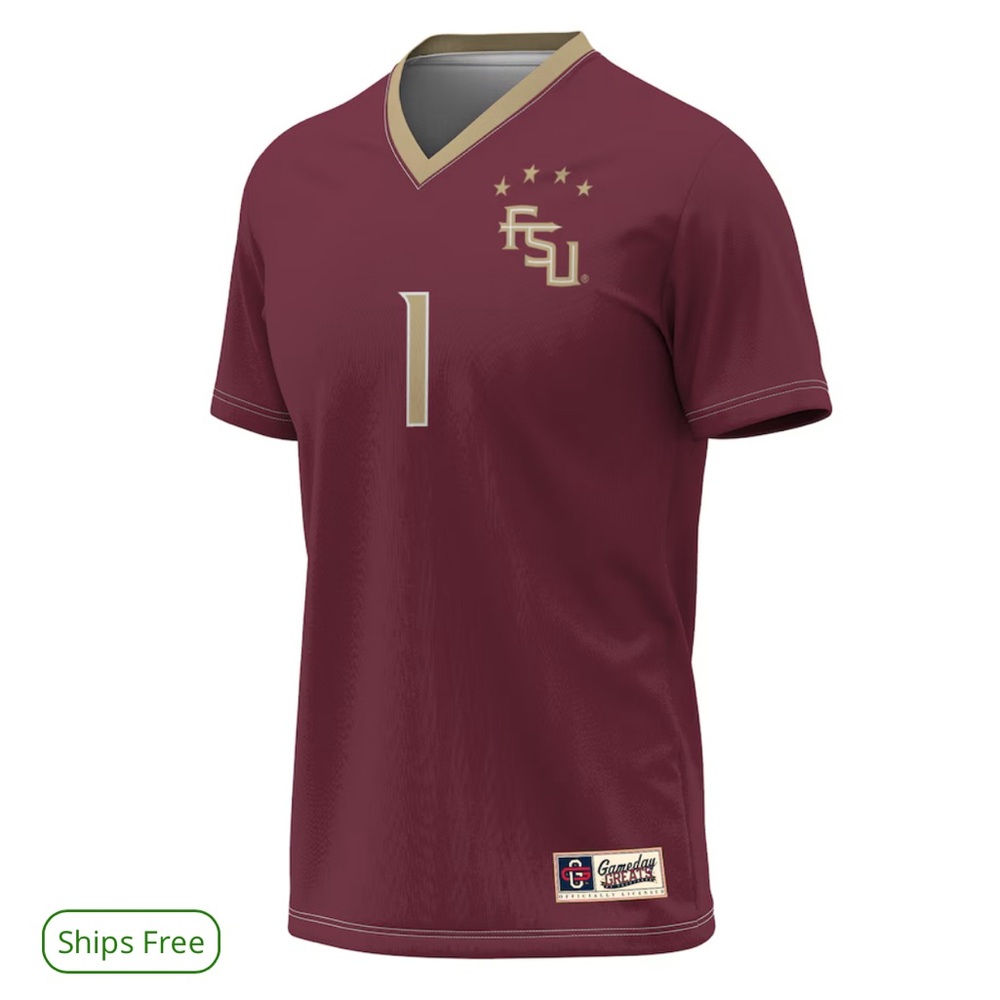 BRAND NEW NEVER WORN Florida State FSU Soccer Jersey - three star champions